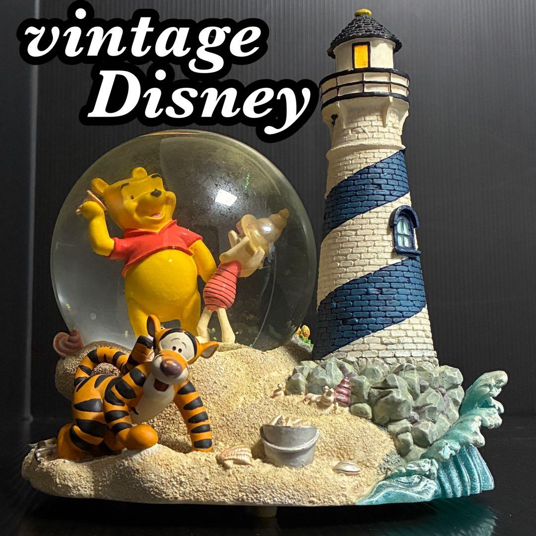 Disney Rare Working Condition Pooh Piglet Tigger Music Box Snow Globe