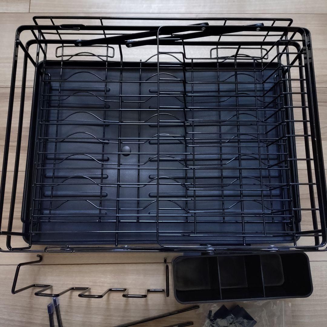 Dish Drying Rack, 2-Tier, Extendable, Dish Drainer, Large Capacity, Black