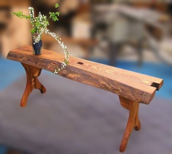 Bench made from 100-year-old reclaimed wood