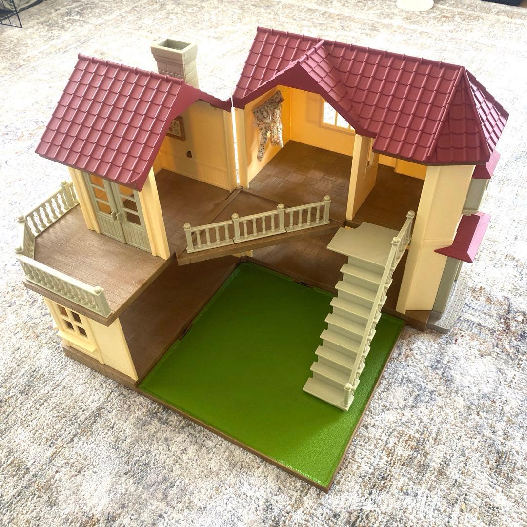 Sylvanian Families Red Roof Big House Main Unit Beautiful Condition Two-Story House Stairs