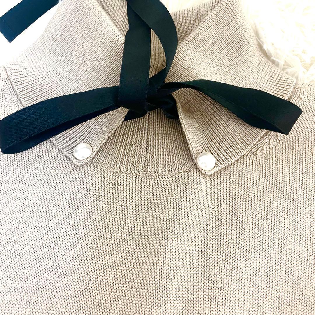 Rene Bow Tie Ribbon Knit Dress Size 34 Sleeveless