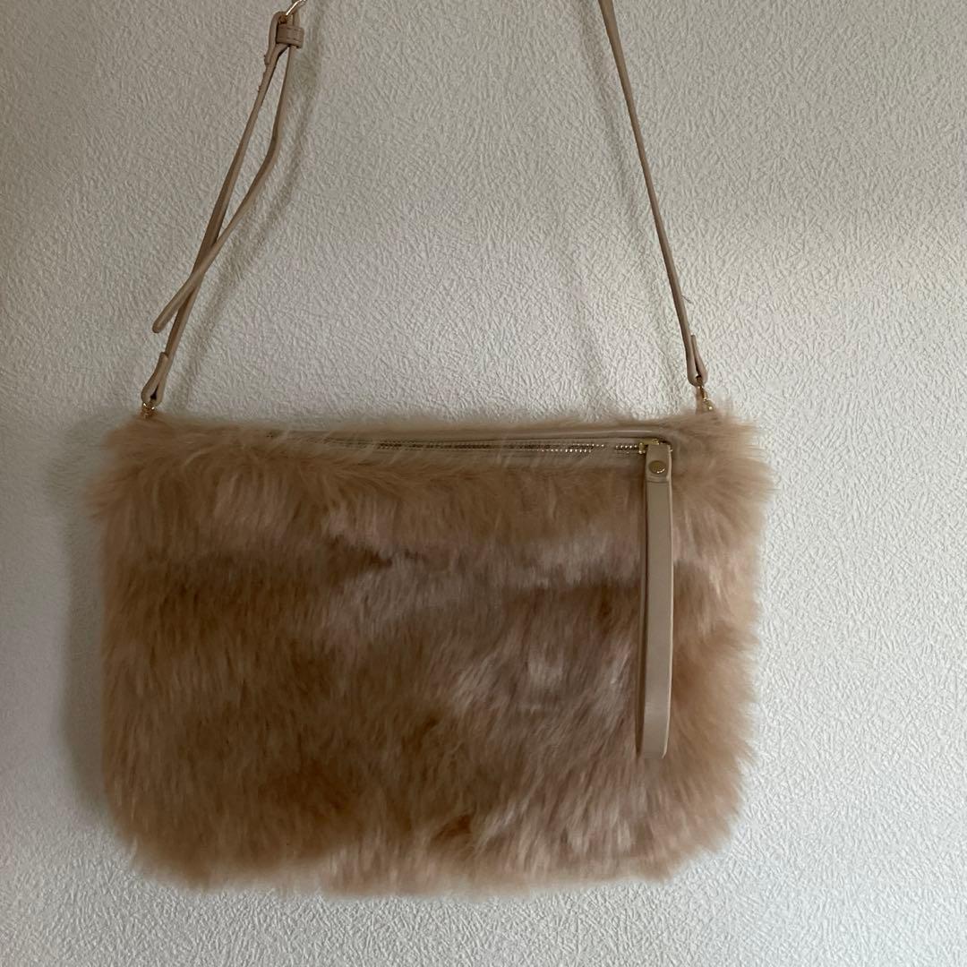Beige Fur Shoulder Bag