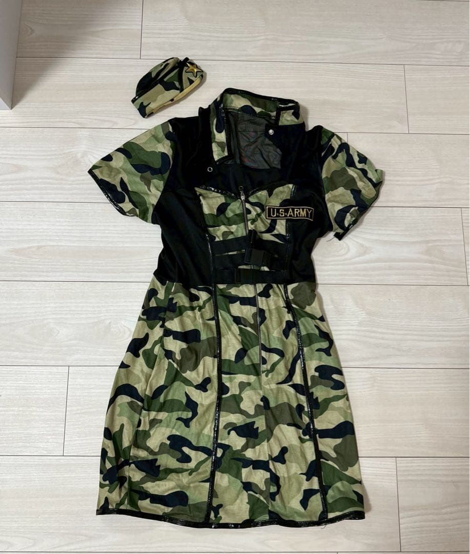 Camouflage U.S. ARMY Dress with Hat Cosplay Costume