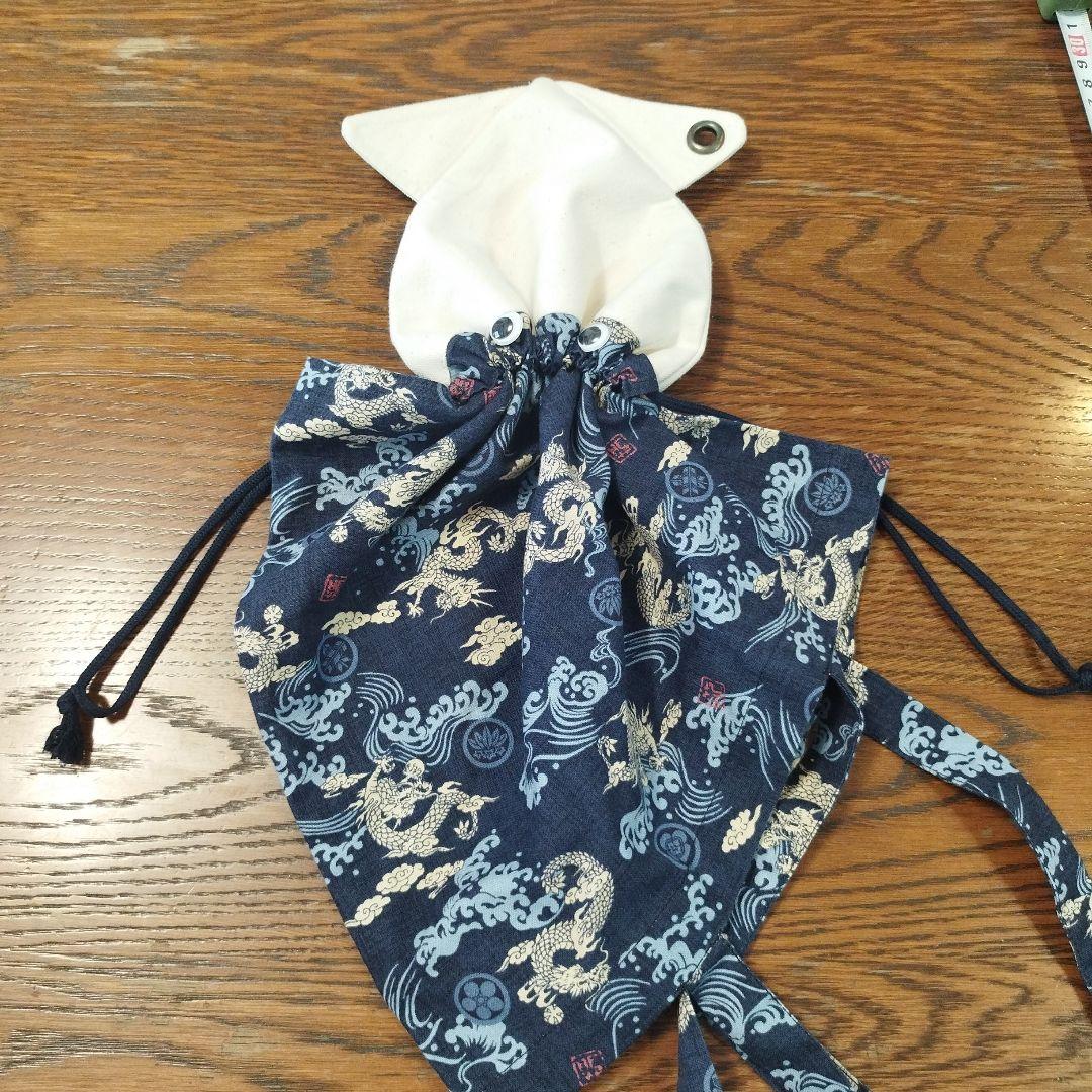 Squid Bag Japanese Style Bag Blue Dragon Pattern Cotton