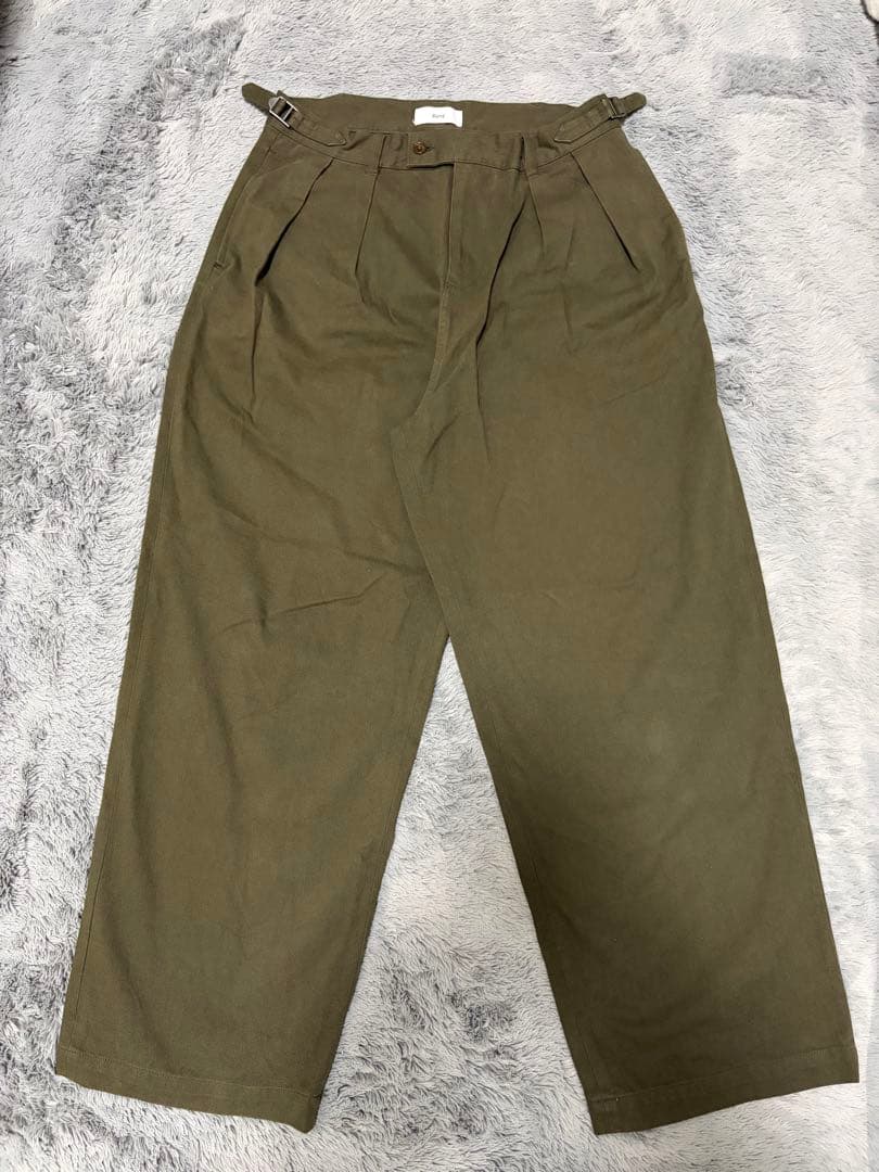 Bleme Heavy Twill Wide Straight Double Tuck Gurkha Chino Pants