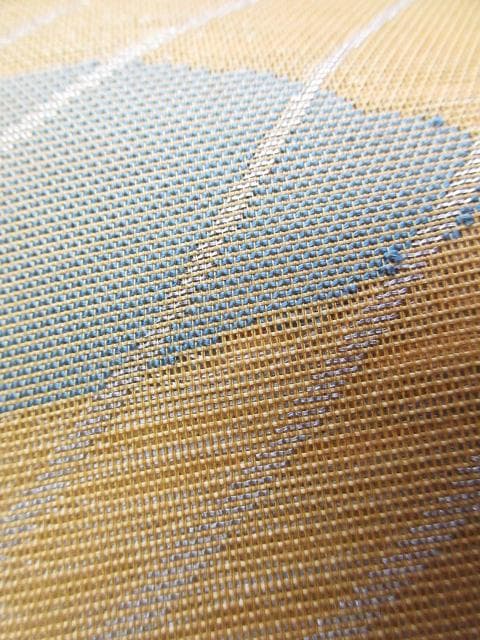Beautiful condition! Silk gauze * Gold and silver thread * Modern plant pattern * Mustard color * Spring/Summer item * High quality * Full pattern * Fukuro obi type * Pre-tied obi