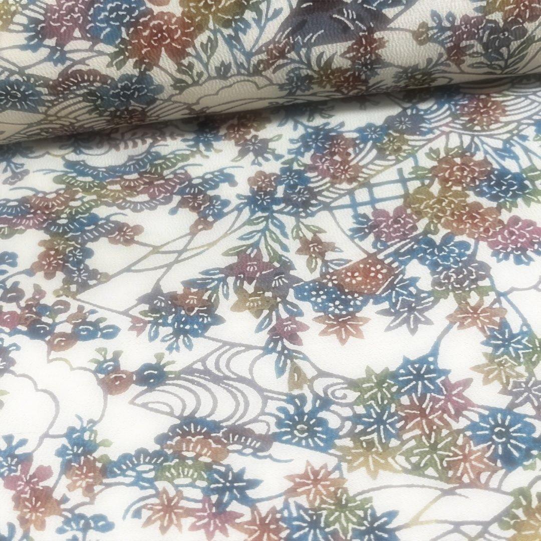 Unused floral silk kimono fabric