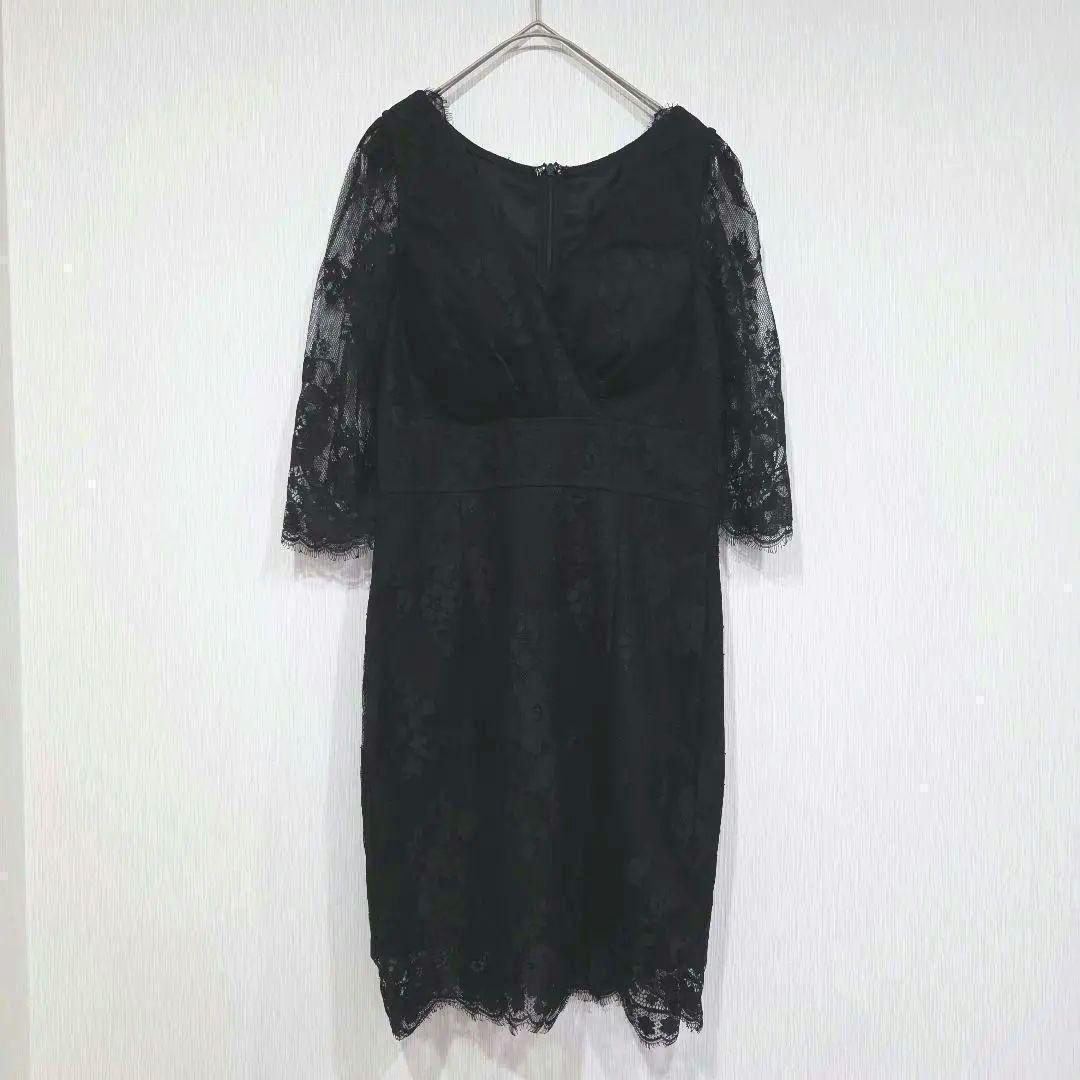 DAZY All-Lace Dress, Cabaret Dress, 3/4 Sleeve, S Size, Crossover, Black