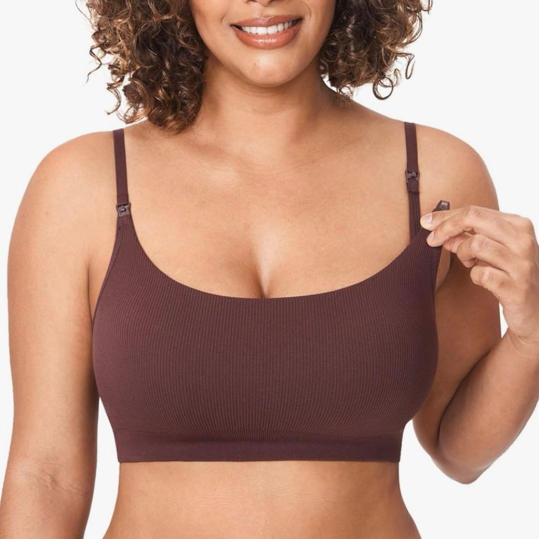 New ✨ Maternity Bra Nursing Bra (XL) Non-Wire Ribbed Solid Color Night Bra