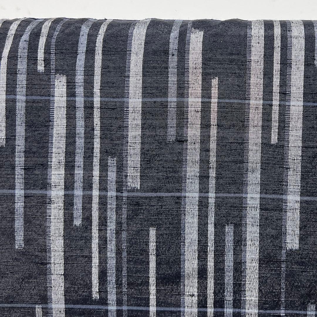 Unworn Komon Tsumugi Vertical Stripe Black Ground Stripe Monotone Mode Kimono 006k