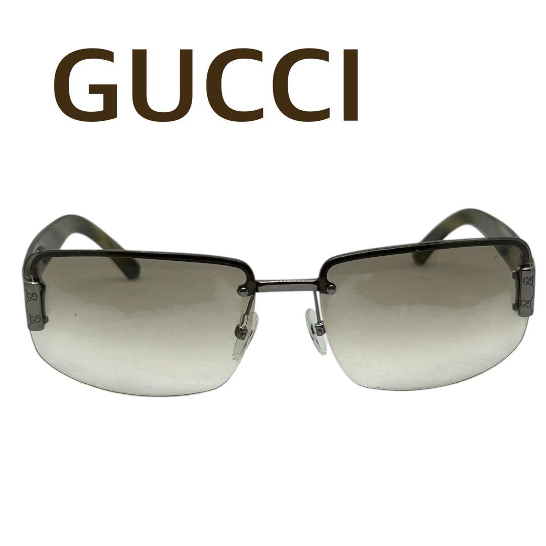 GUCCI Rimless Sunglasses GG Logo Metal Frame Y2K Archive