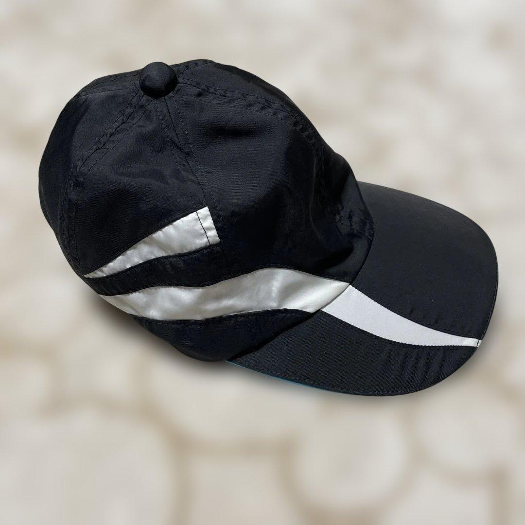 Nylon Rain Cap, Black and White Stripe