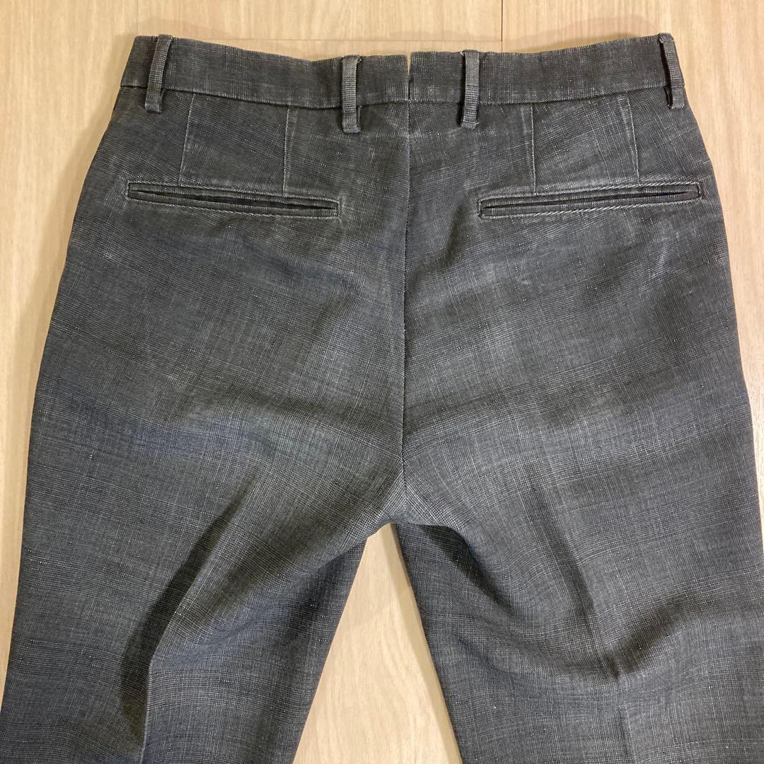 INCOTEX Garment Dyed Trousers Grey Check Size 44