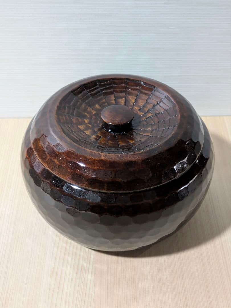 【Unused】Kagawa Traditional Crafts Wooden Hollowed-out Ohitsu (Rice Container) / Candy Dish / Candy Bowl
