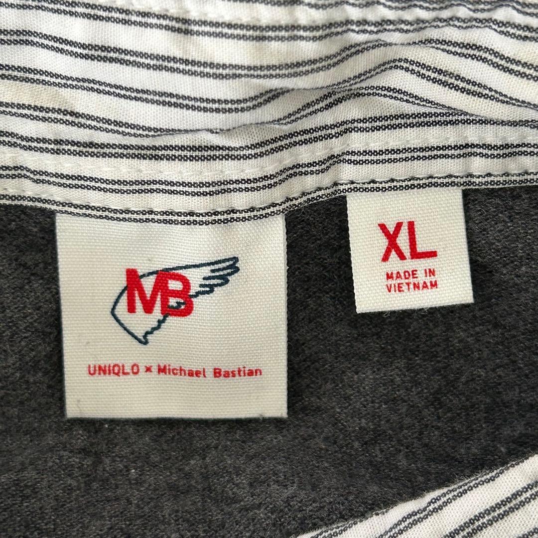 Uniqlo Michael Bastian Polo Shirt XL Gray 100% Cotton Collar Contrast Spring/Summer
