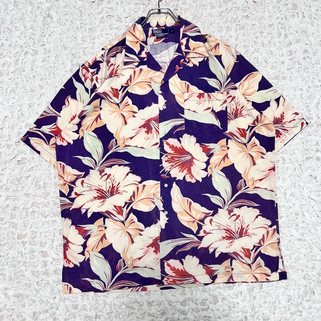 Rare Size Polo by Ralph Lauren Aloha Botanical Print 90s [XL]