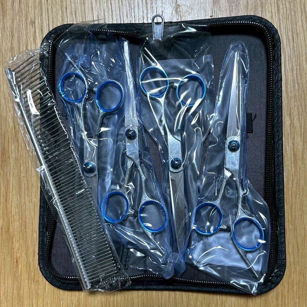Pet Grooming Scissors - Curve Scissors, Straight Scissors, Thinning Scissors - 6 Piece Set