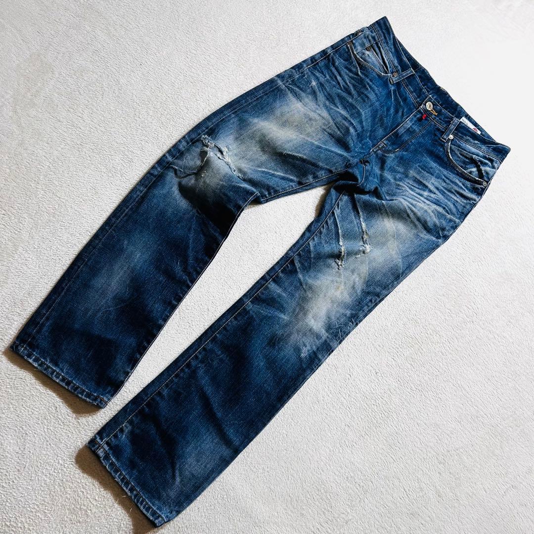 Rapanui Jeans Denim Pants M Oni-hige (Ghost Whiskers) Hachinosu (Honeycomb) Damage