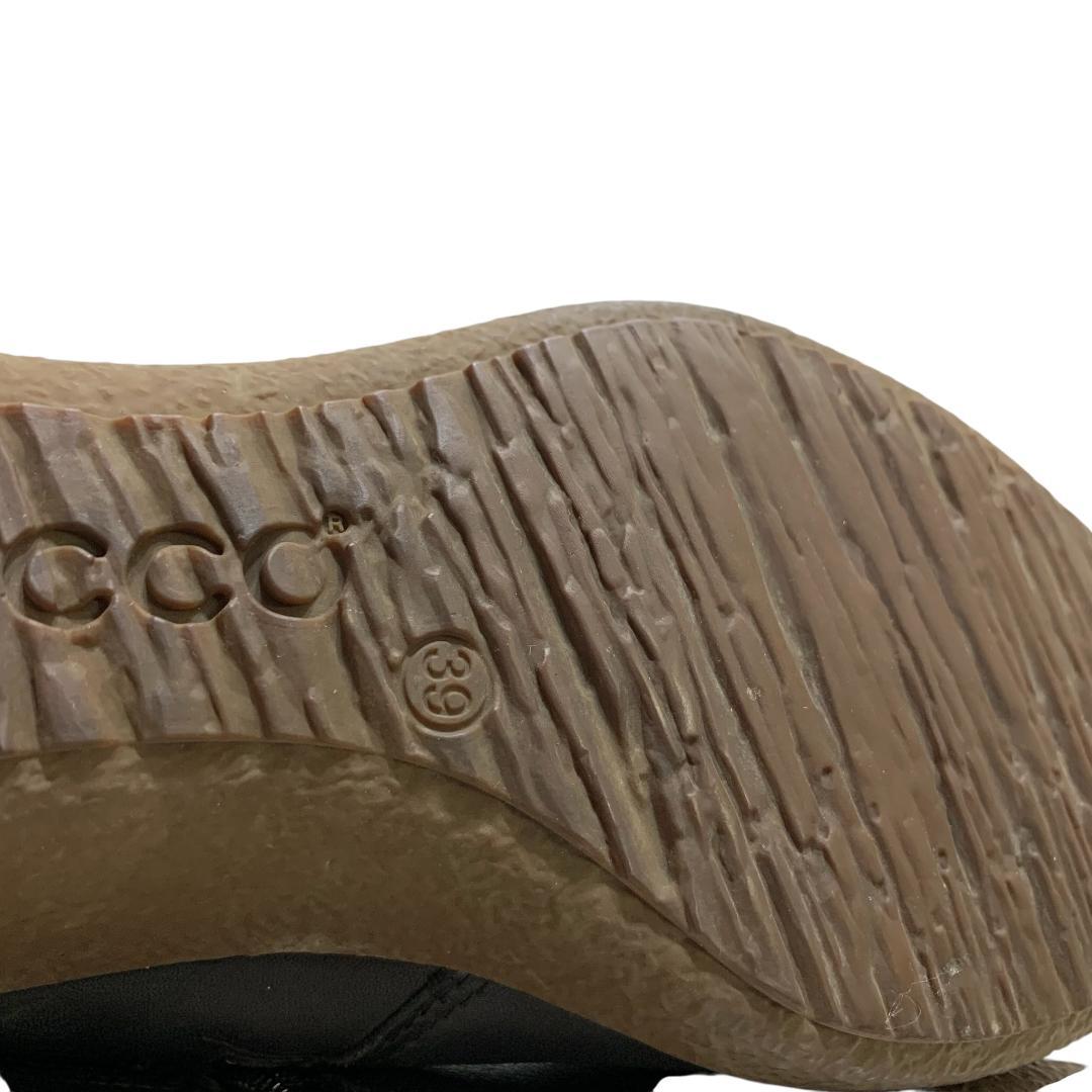 【Beautiful Condition】Ecco (24.5cm) Long Boots, Side Zip, Genuine Leather, Classic Style