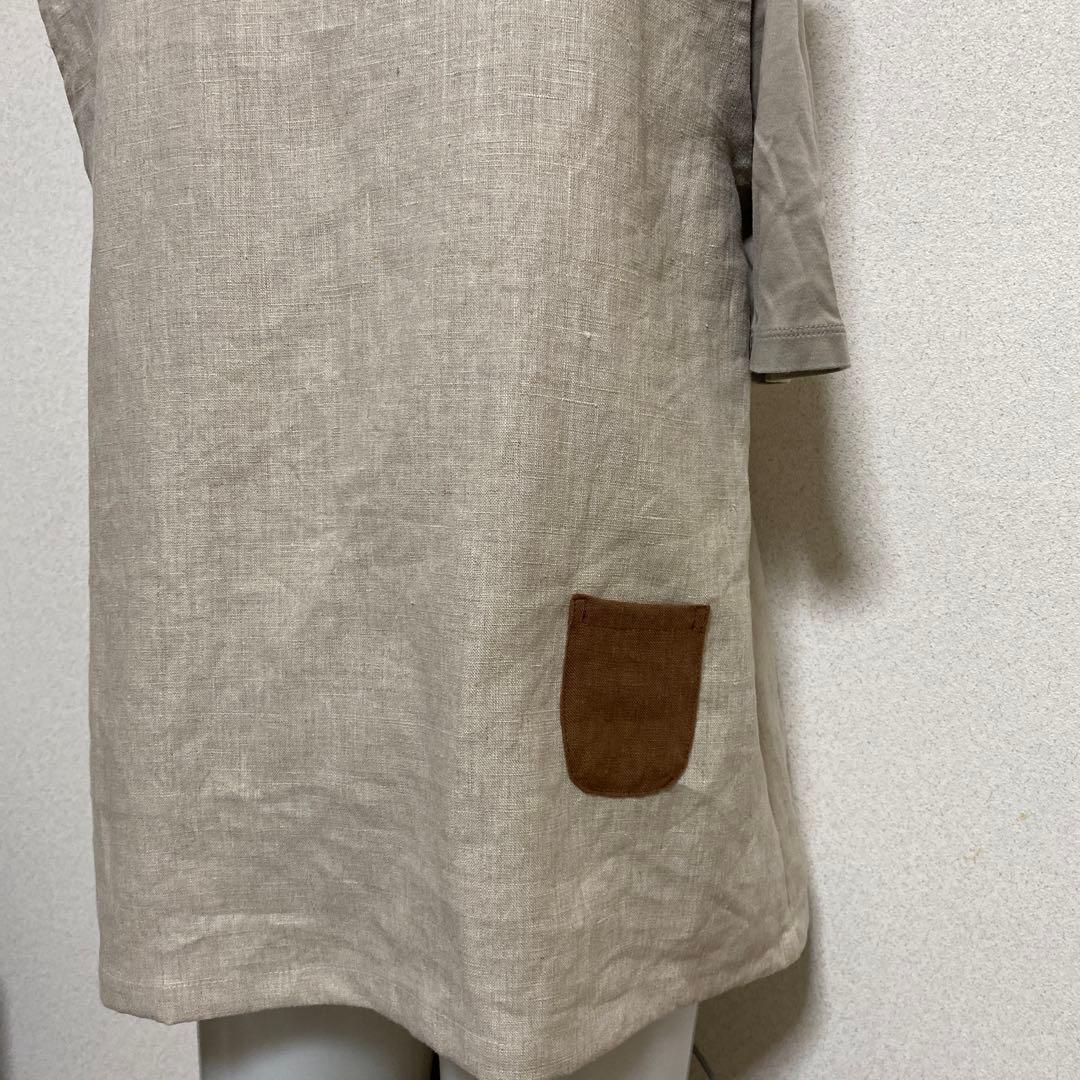 Handmade Sleeveless Shirt, Collared Vest, 100% Linen, L Size