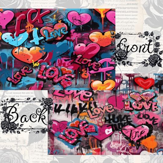 Heart Graffiti Design Paper 50 Sheet Set - Cannot be bundled with other items