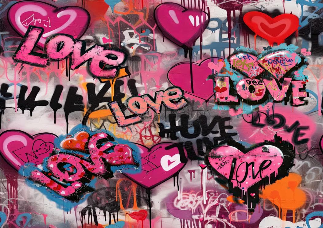 Heart Graffiti Design Paper 50 Sheet Set - Cannot be bundled with other items