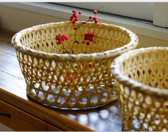 Torigoe Bamboo Craft Drain Basket, Bowl Basket, Rice Basket, Large