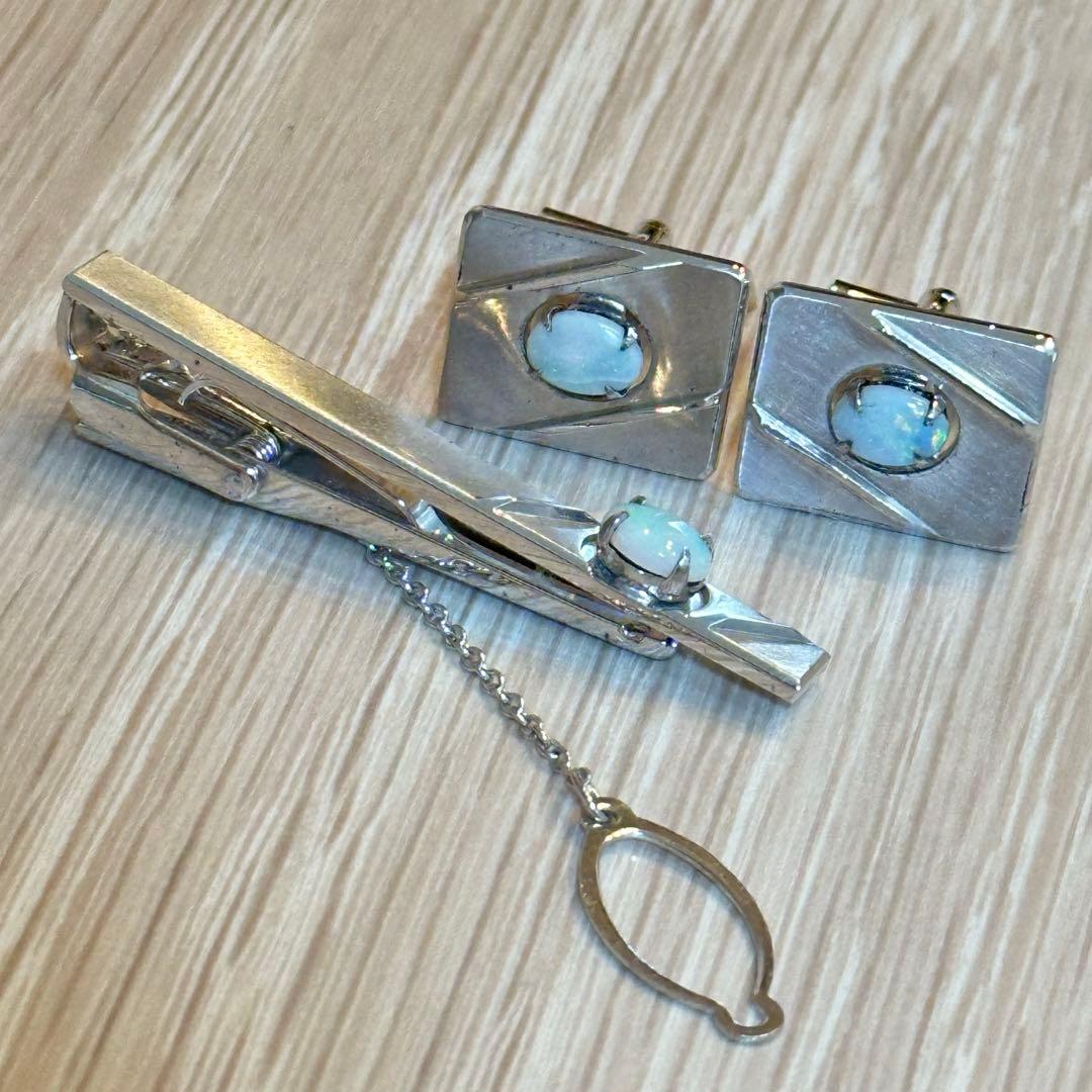 Opal Natural Stone Tie Pin / Cufflinks