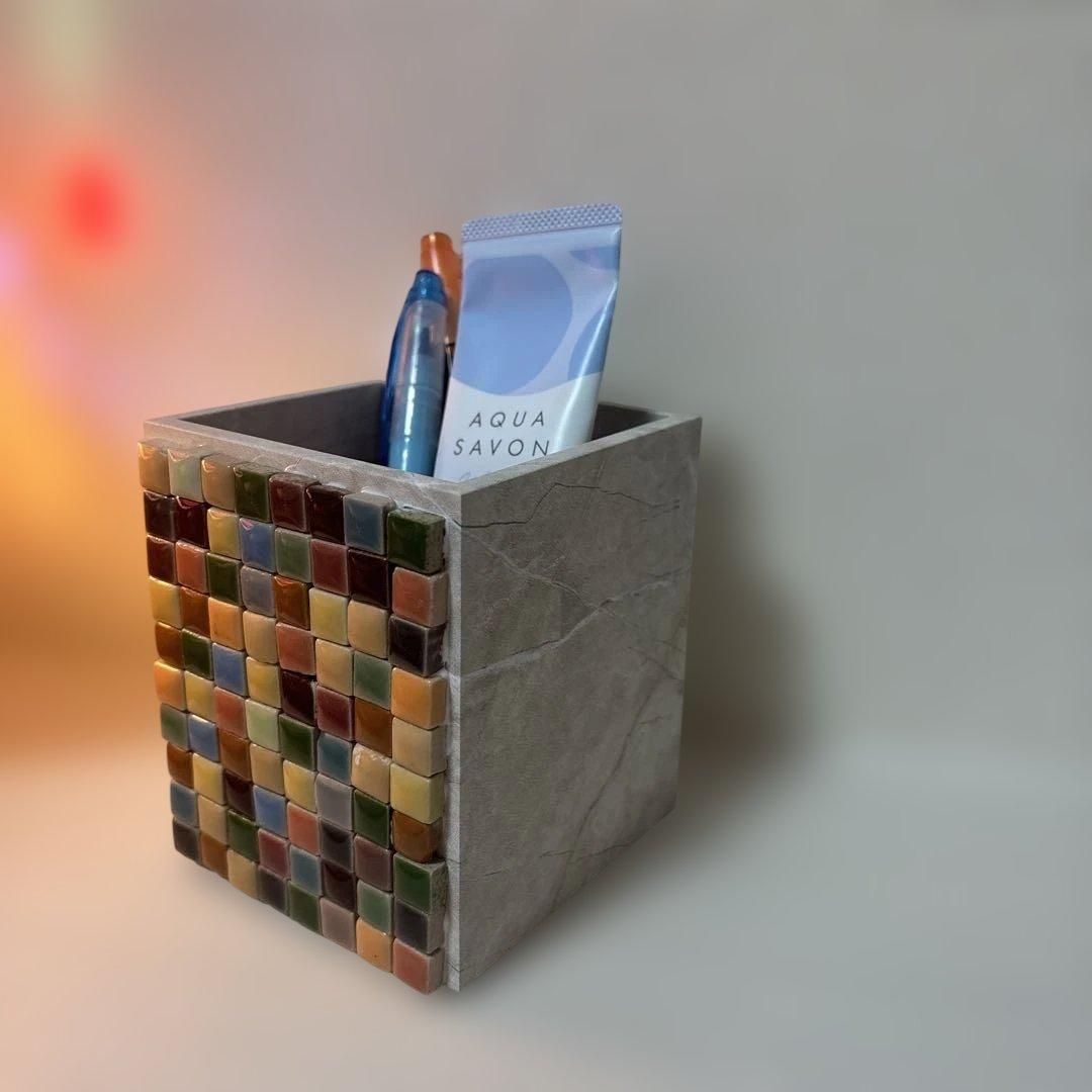 Mosaic Tile Pen Stand / Small Item Holder - Showa Retro Multicolor - Korean Style - M