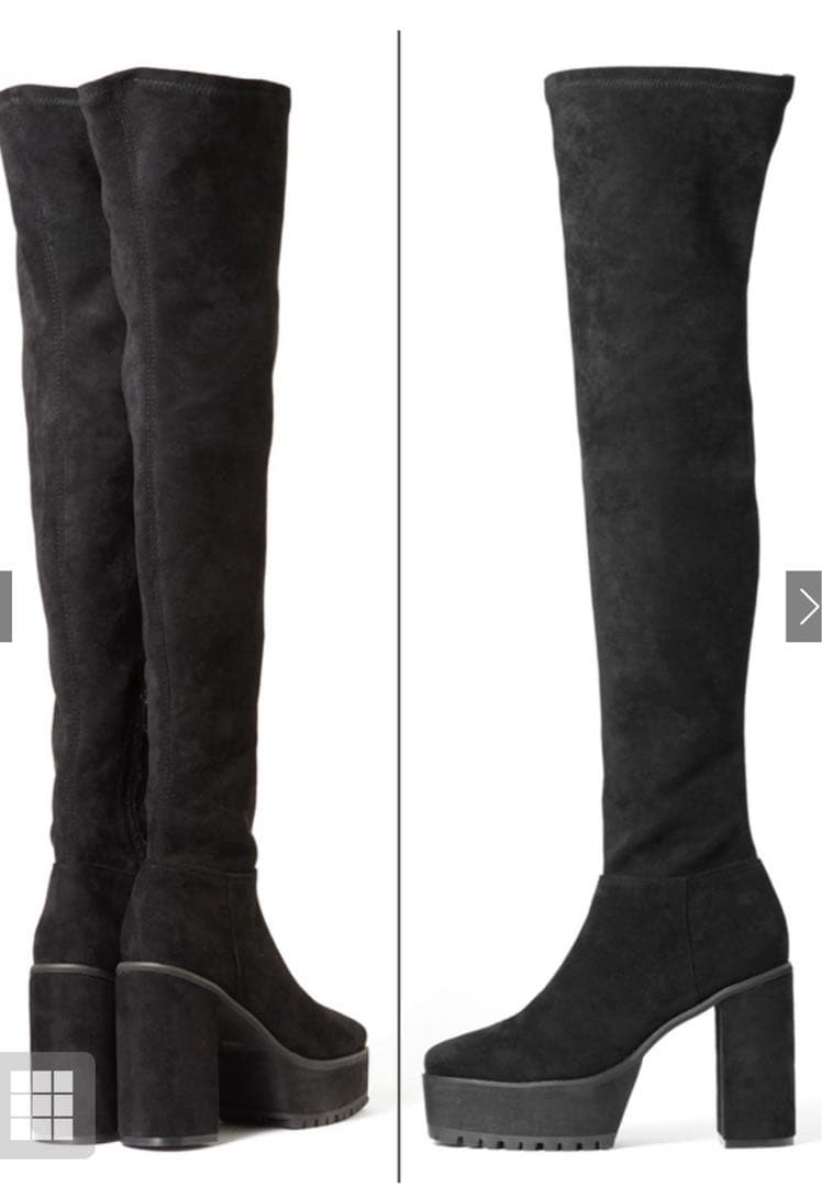 Black suede platform knee-high boots