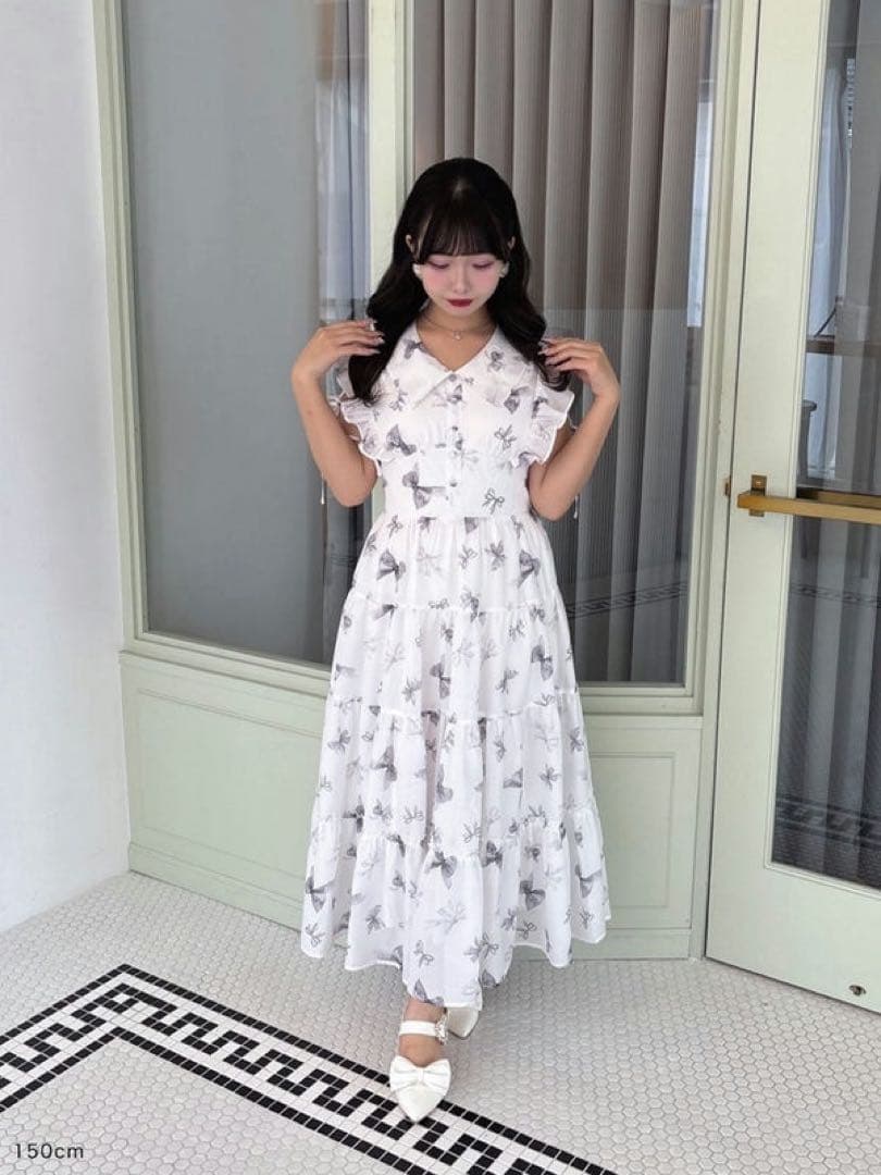 Evelyn Original Ribbon Pattern Dress Black