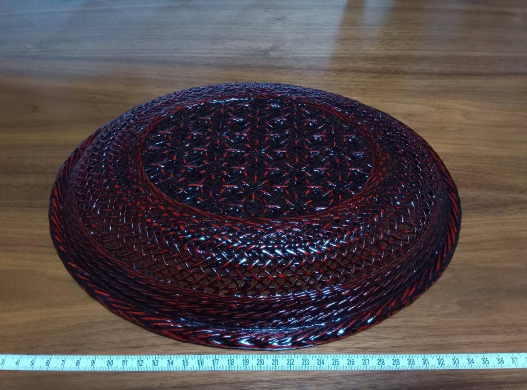 Basket-based lacquerware, oval-shaped fruit bowl, tea ceremony utensil, Kurume