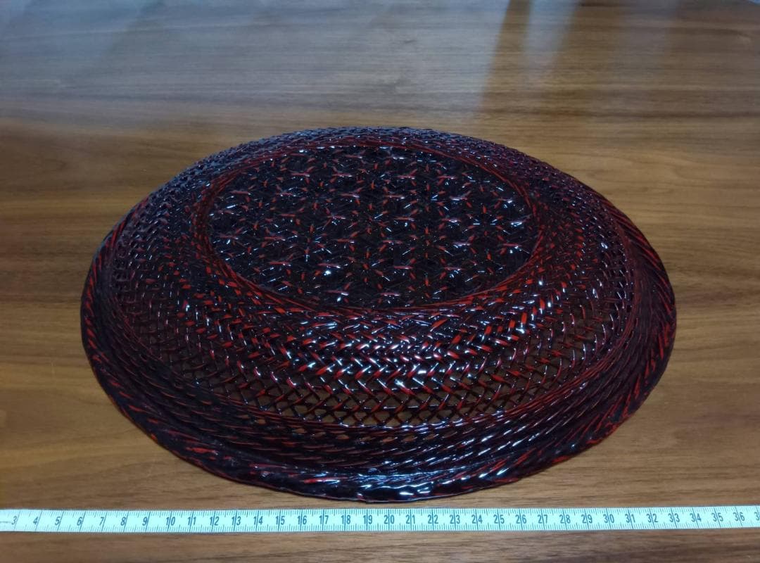 Basket-based lacquerware, oval-shaped fruit bowl, tea ceremony utensil, Kurume