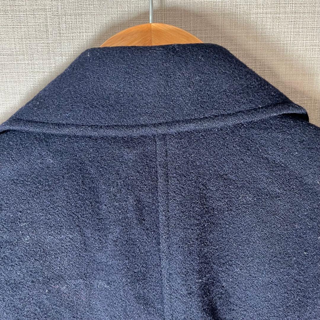 MICHEL KLEIN P-Coat (L) Navy Blue, Quilted Lining, Wool, Warm, for School