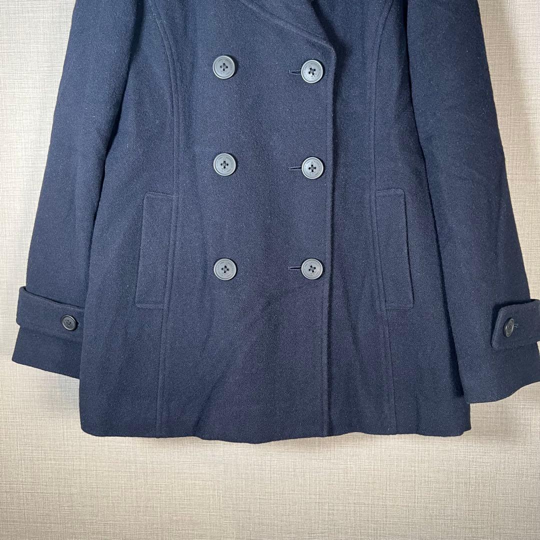 MICHEL KLEIN P-Coat (L) Navy Blue, Quilted Lining, Wool, Warm, for School