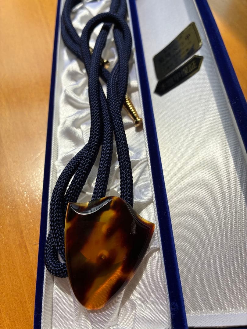 Kikuchi Tortoiseshell: Genuine Tortoiseshell Loop Tie, Large, Thick, Traditional Craft