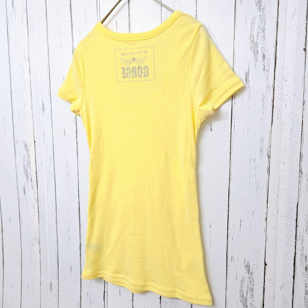 Gorge Logo Print T-Shirt Yellow, Size M, Short Sleeve