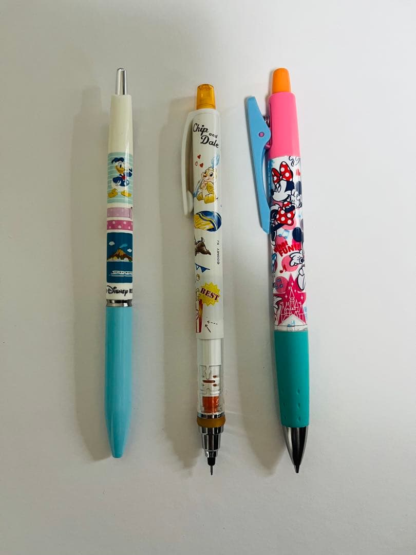 Disney Characters Mechanical Pencil x2, Black Ballpoint Pen x1