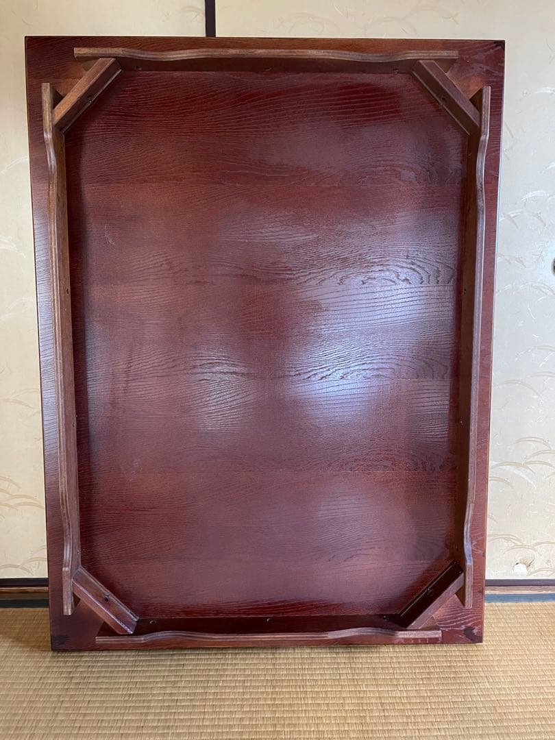 Wooden low table, dark brown, glossy finish