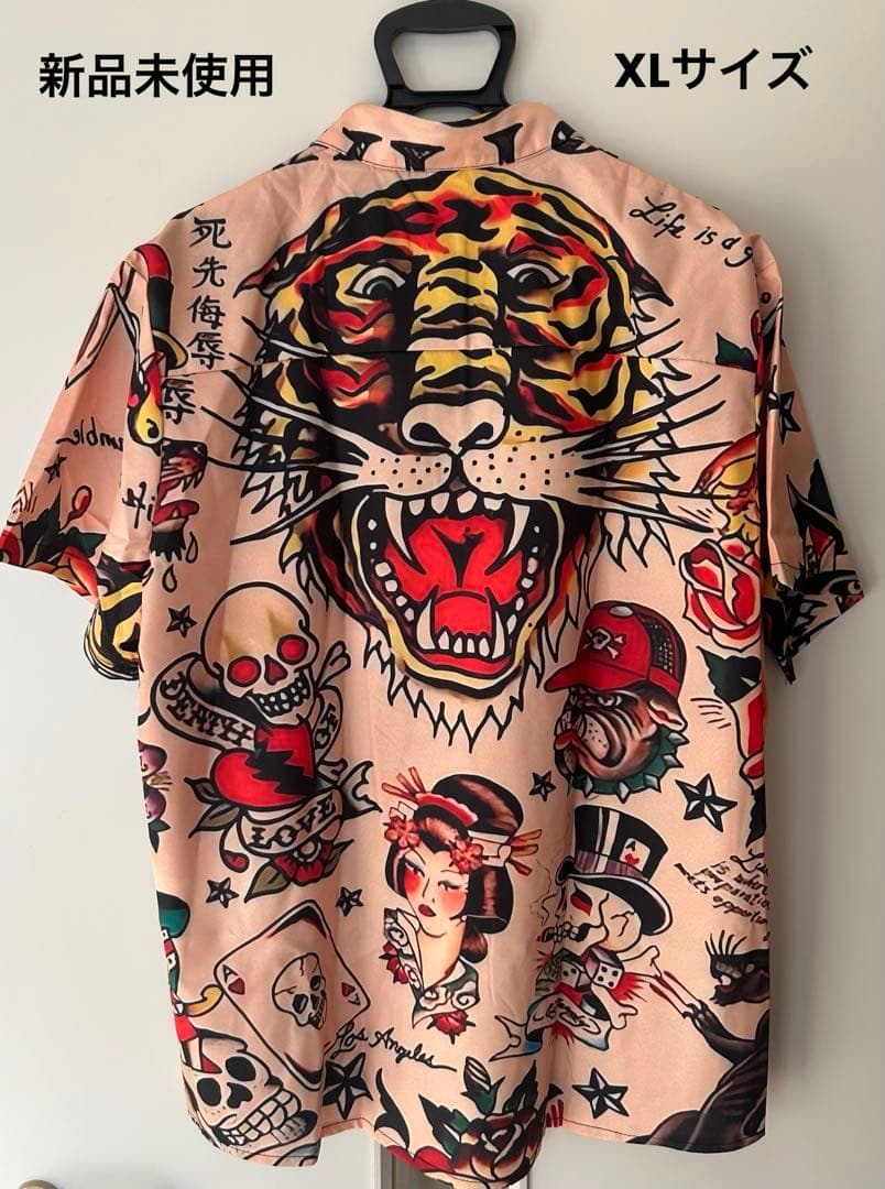 Japanese Pattern Aloha Shirt Hawaiian Shirt Kashiyuri Shirt Skull Tattoo Aloha