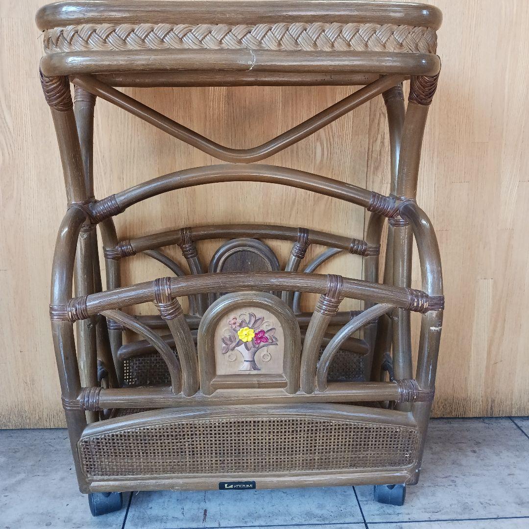 Showa Retro Rattan Magazine Rack Side Table Display Stand Shelf Storage