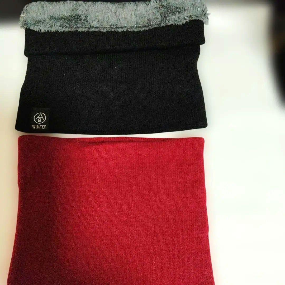 WINTER Neck Warmer Set - Black & Red (2-Piece)