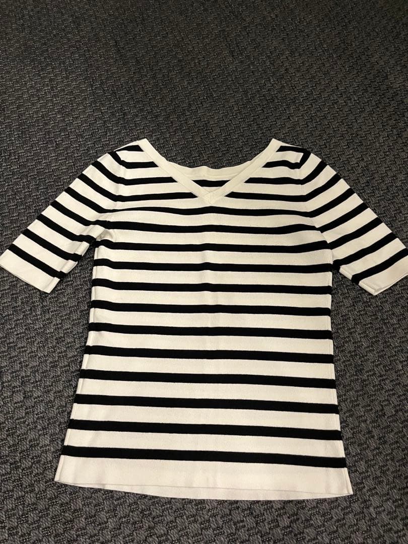 Beautiful condition PLST short-sleeved knit border cut and sew, size M