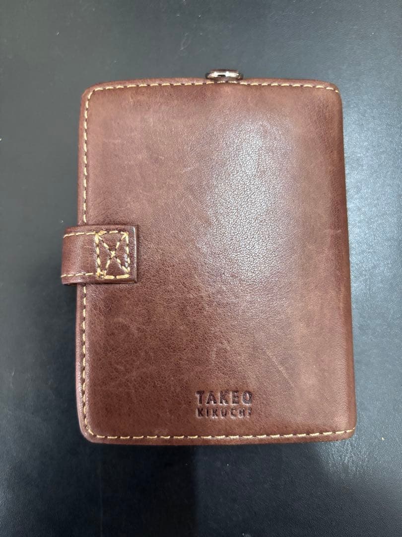 TAKEO KIKUCHI Card Case Business Card Holder Leather Brown