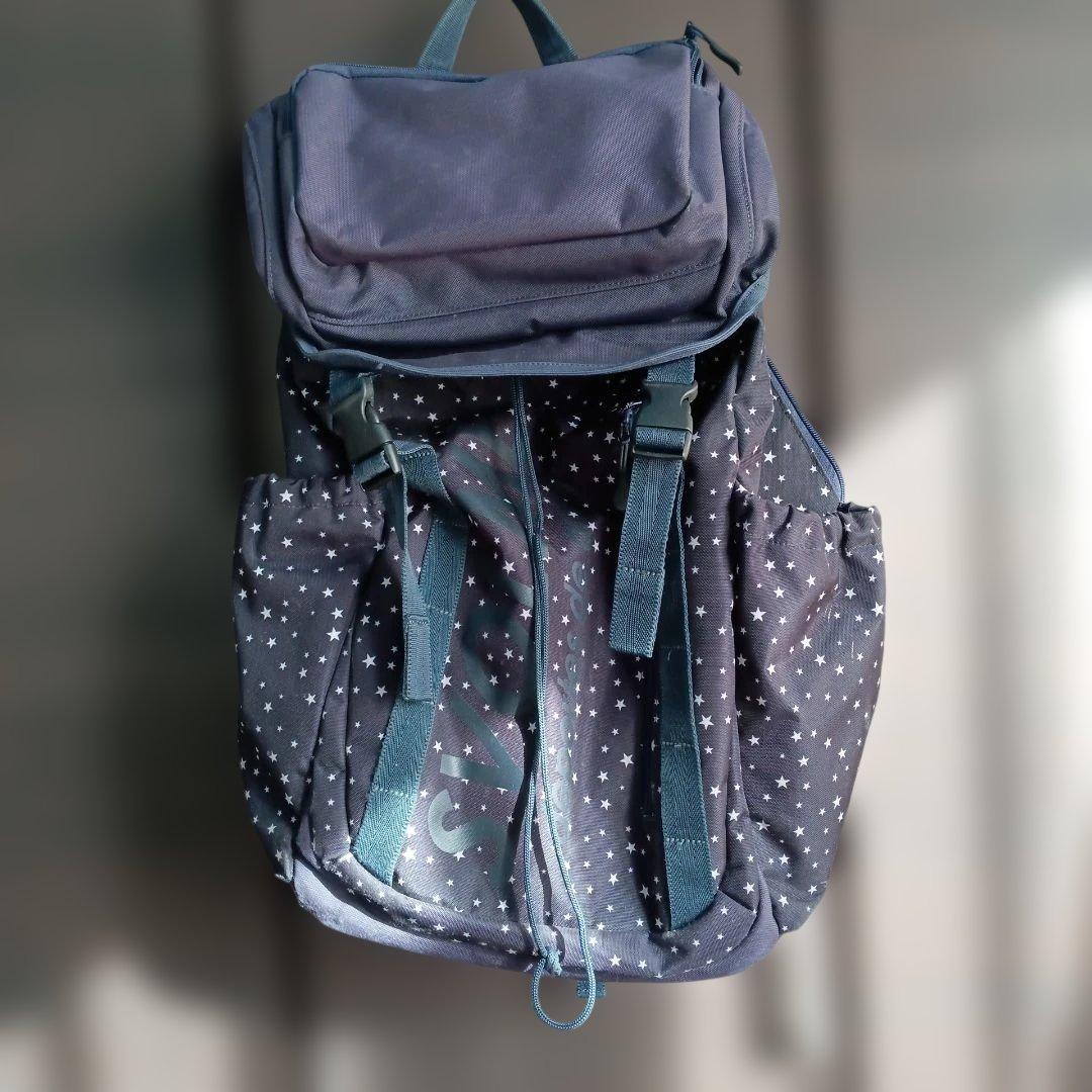 Sports backpack, navy blue with stars