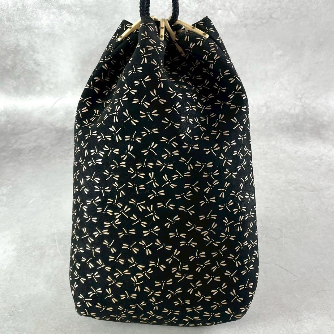 Beautiful condition ✨ Indenya Koshu Inden Gassai-bukuro Drawstring bag Dragonfly motif 100% Silk