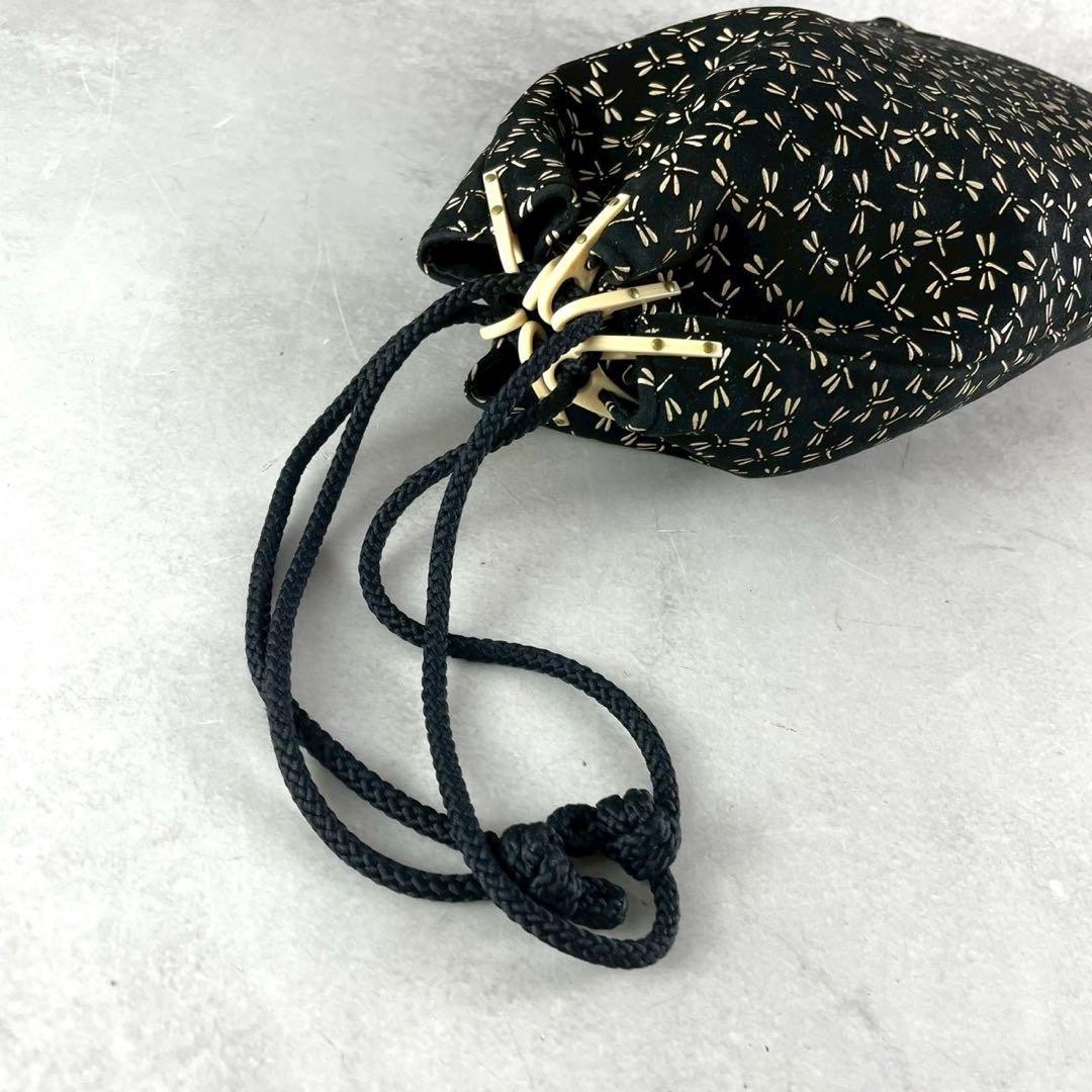 Beautiful condition ✨ Indenya Koshu Inden Gassai-bukuro Drawstring bag Dragonfly motif 100% Silk