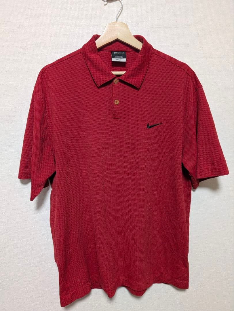 Nike NIKE Polo Shirt DRI-FIT Red Embroidered Logo Short Sleeve Golf Wear