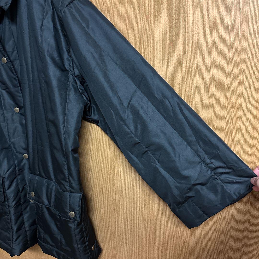 Excellent Condition ✨ QUEENS COURT 【F】 Black Padded Quilted Jacket Gold Buttons