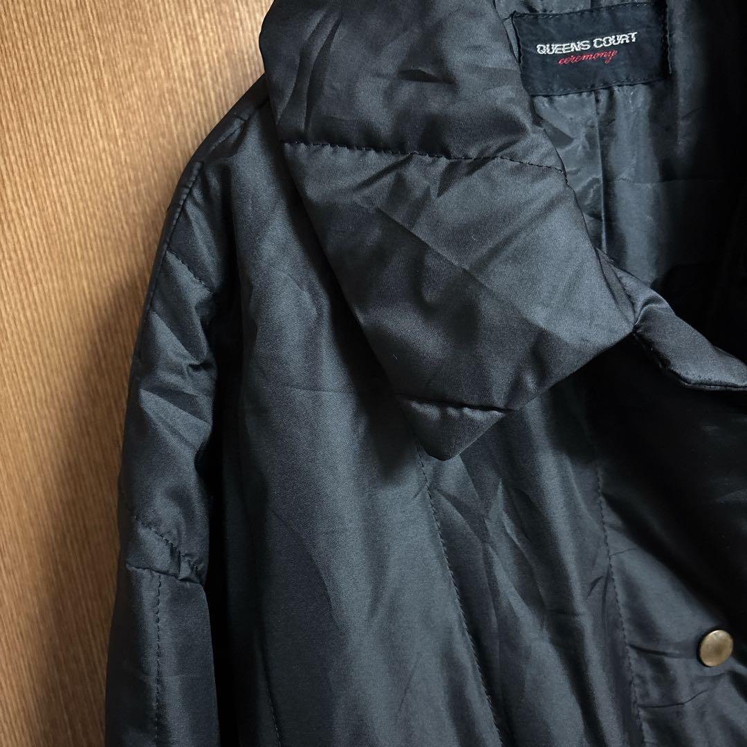 Excellent Condition ✨ QUEENS COURT 【F】 Black Padded Quilted Jacket Gold Buttons